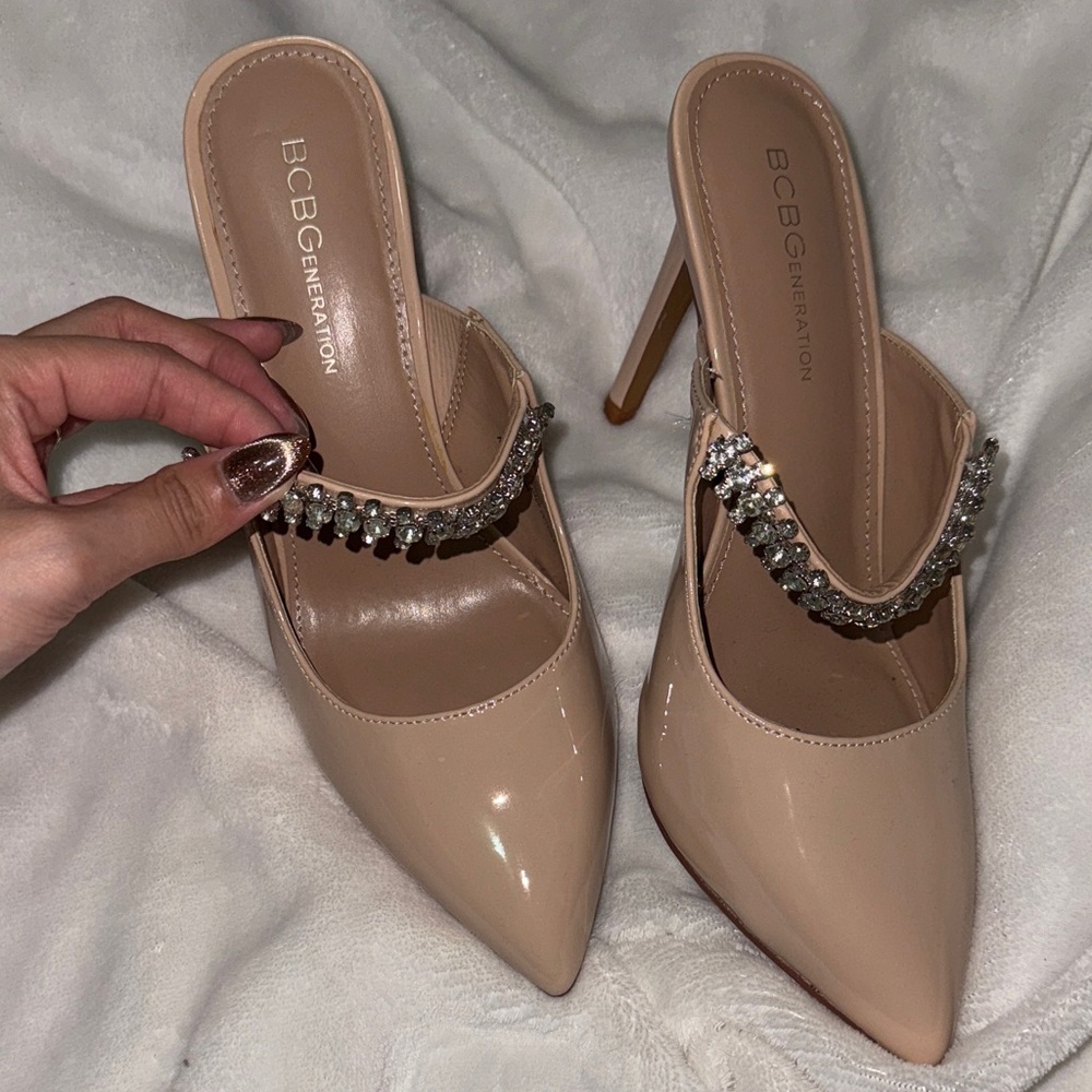 BCBG Beige Heels with Sparkling Strap